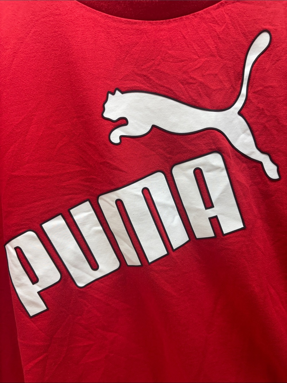 Puma Red Short Sleeve Tee with White Logo trimmed in Black